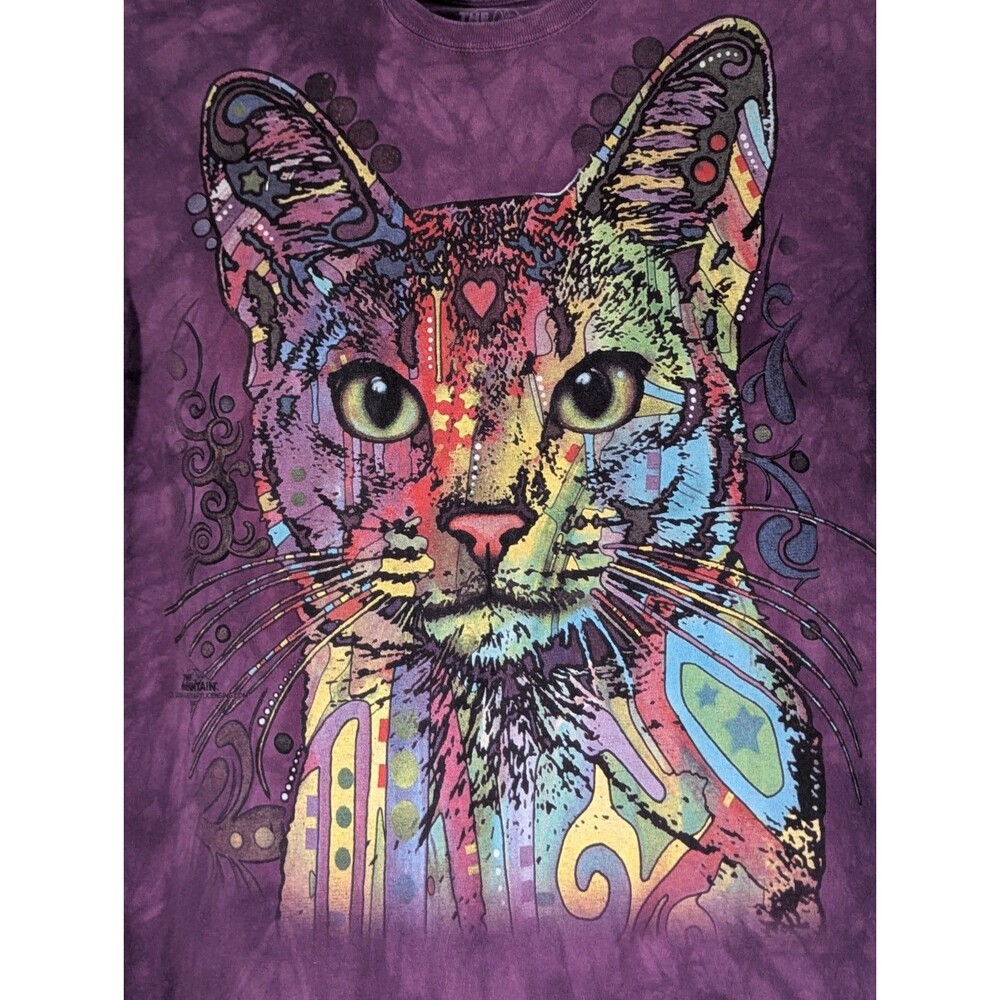 The Mountain T Shirt Large Cat Face Purple Tie Dye Hippie Psychedelic Trippy